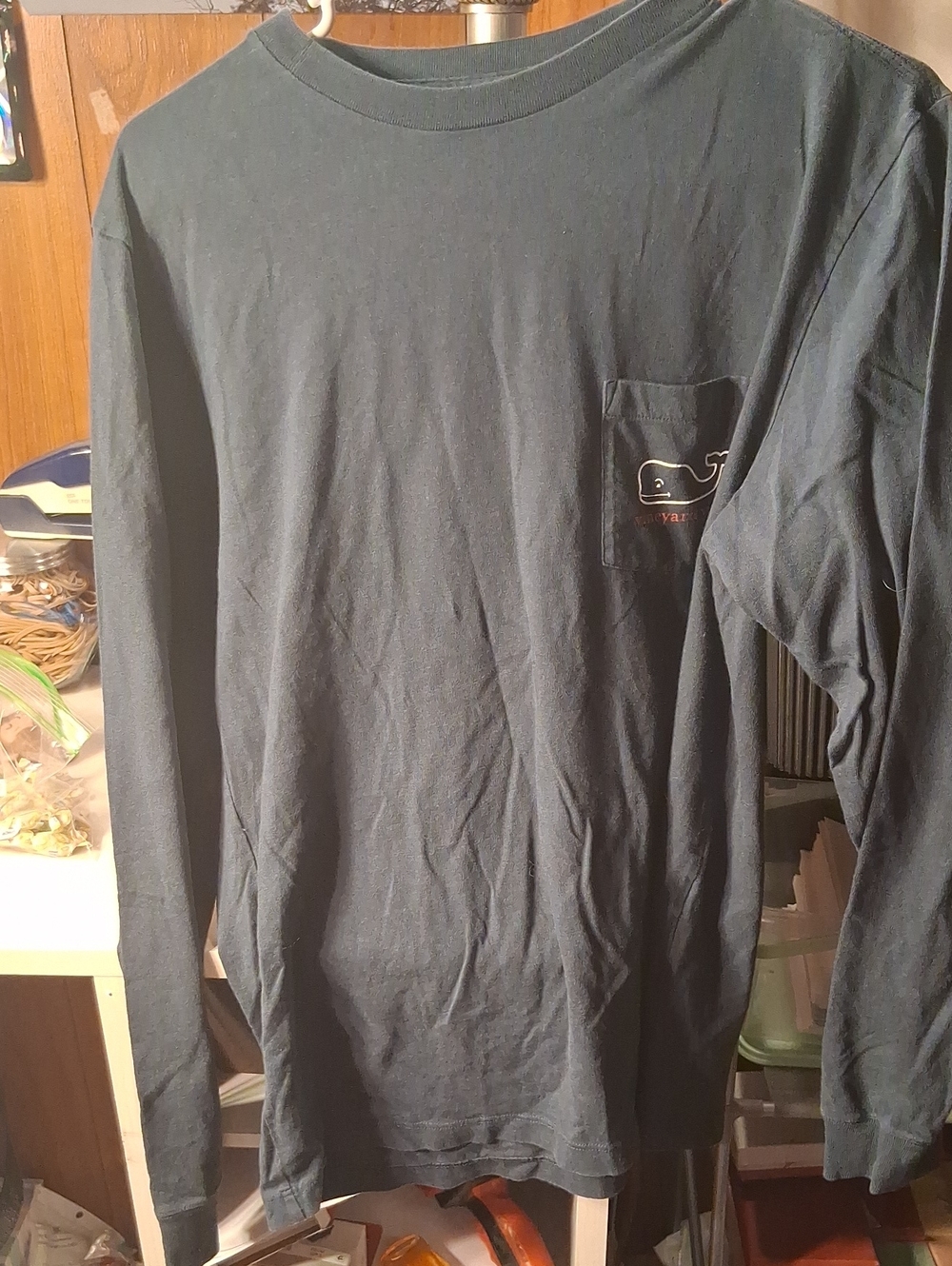 Long-Sleeve Pocket Tee in Navy - Unbranded